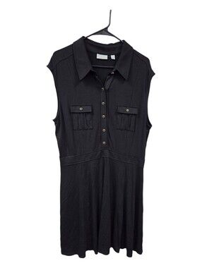 New York & CO jersey Black Sleeveless Polo Shirt Dress Xl